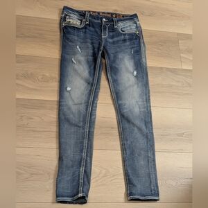 Rock Revival Blue Distressed Jaylyn Skinny Jeans Size 31